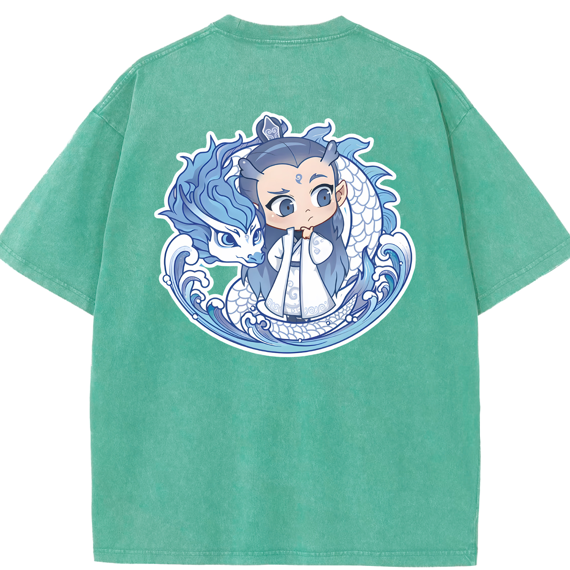 （画像用） Ne Zha 2 ナタ 魔童の大暴れ 綿100% ヴィンテージ風 半袖Tシャツ（背面プリント）